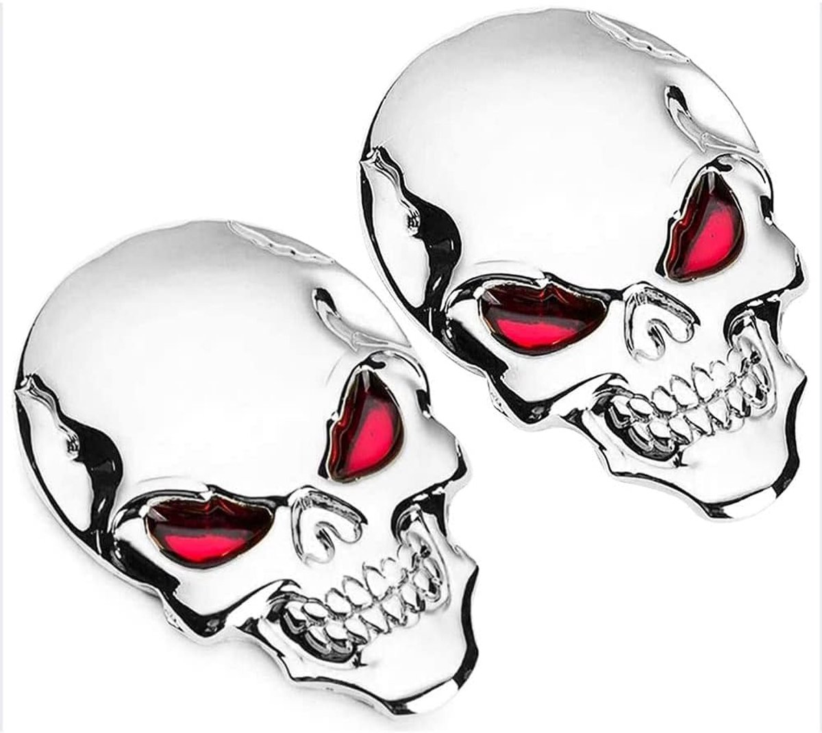 3D chrome skull sticker - metaal - weerbestendig - geschikt voor voertuigen - ShopVlot