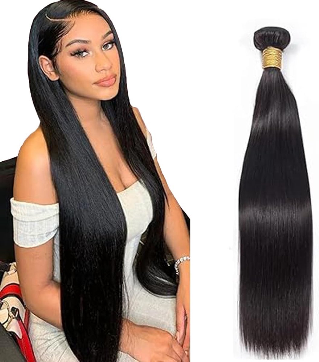 Human Hair Bundles 14 Inch - Natuurlijk Zwart - Dubbele Weft - Zacht en Glanzend - ShopVlot