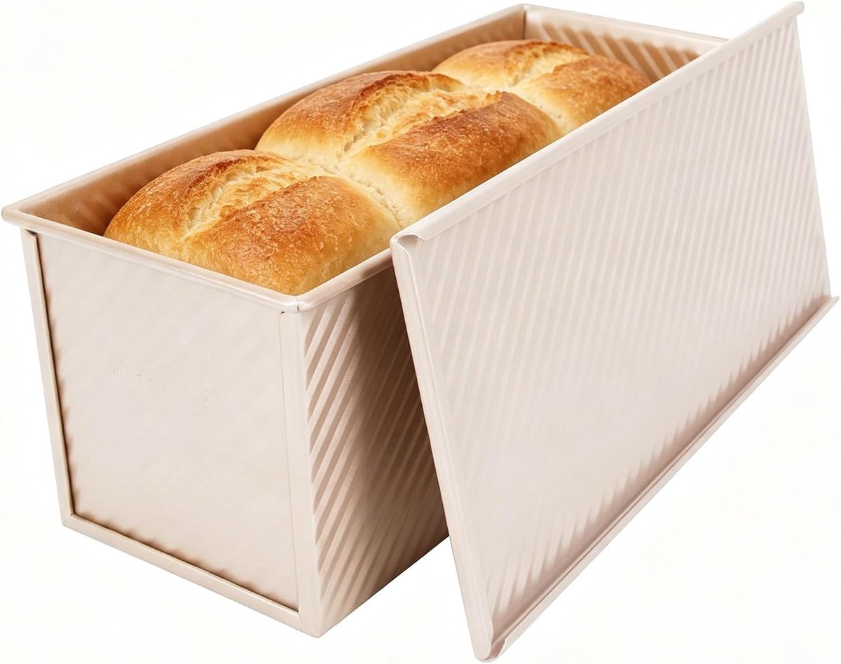 Broodvorm 1000g - gouden rechthoekige golf - met deksel - gelijkmatige warmteverdeling - ShopVlot