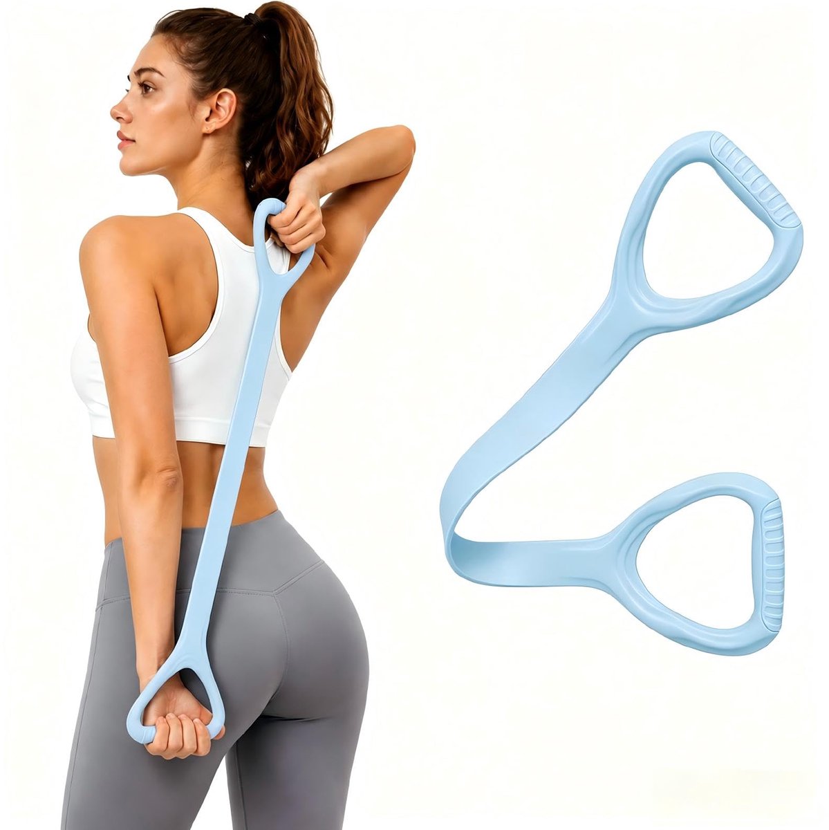 Fitnessweerstandsbanden 25LB - Blauw - Met handgrepen - Ideaal voor arm- en schouderoefeningen - ShopVlot