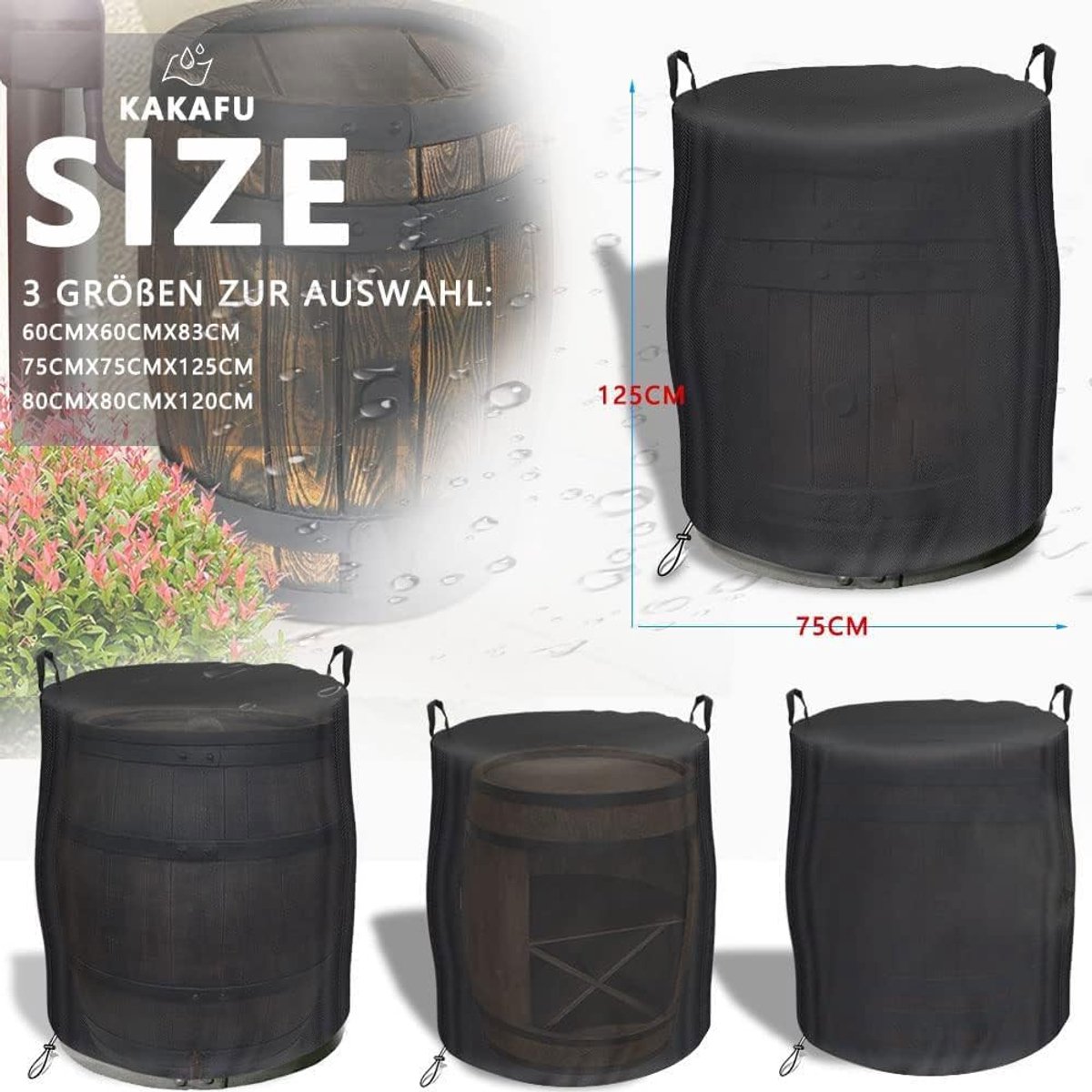 Regenwaterafvoerbedekking 75 x 75 x 125 cm - Waterdicht 420D Oxford - Wind- en winterbestendig - ShopVlot