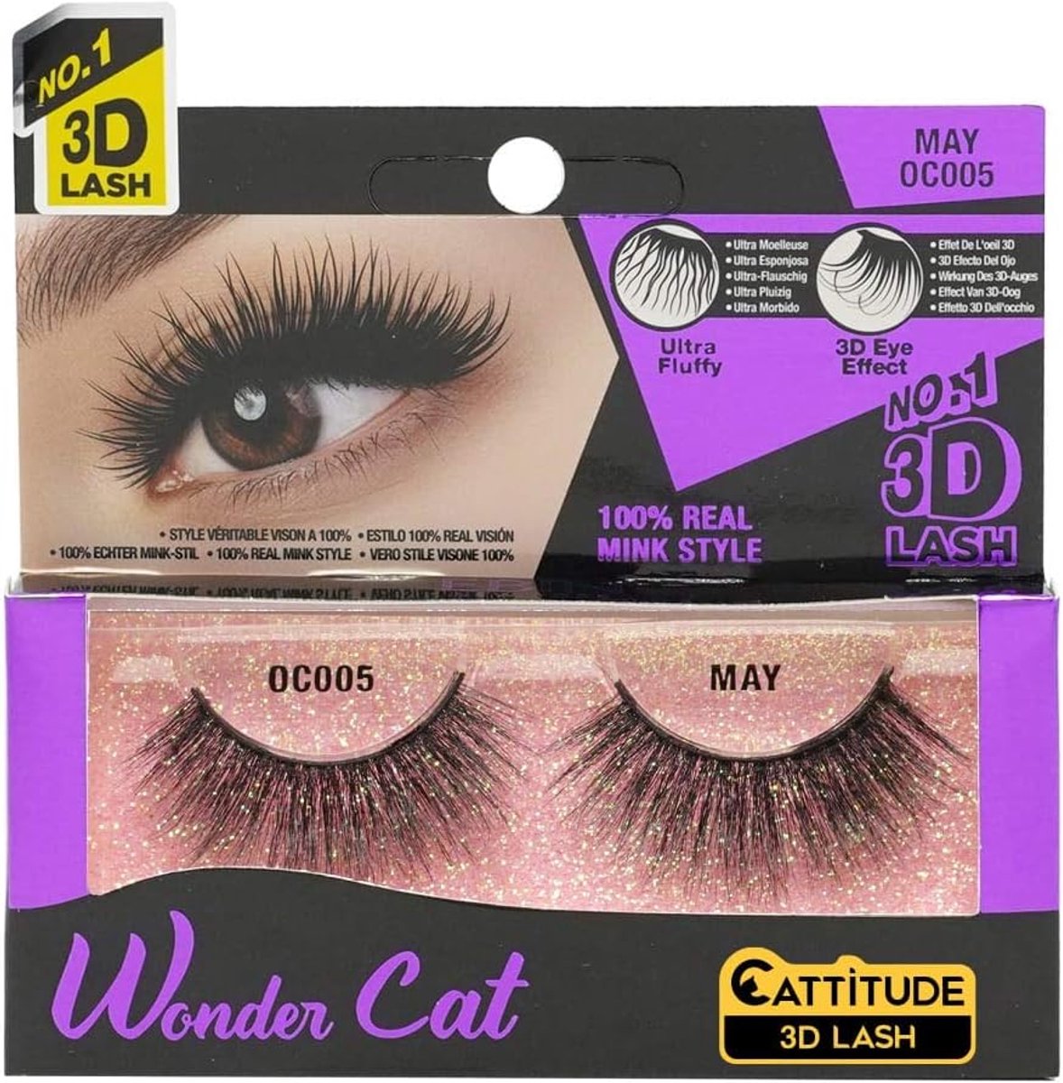 Valse Wimpers 3D - May Wonder Cat Faux Mink - Lichtgewicht en Herbruikbaar - Dramatische Kat-Ogen Effect - ShopVlot
