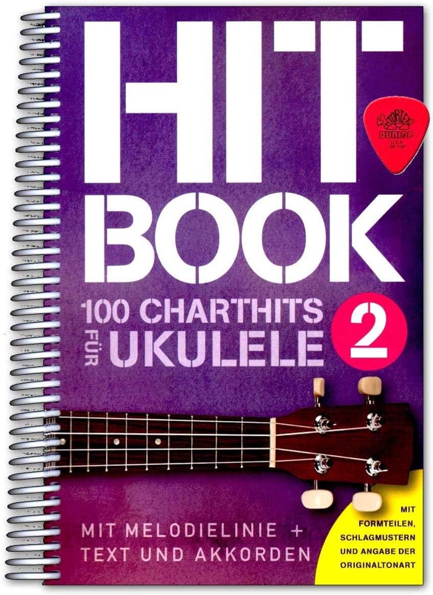 Ukulele songboek 2-100 hits - met teksten en akkoorden - inclusief Dunlop plectrum - voor muzikale inspiratie - ShopVlot