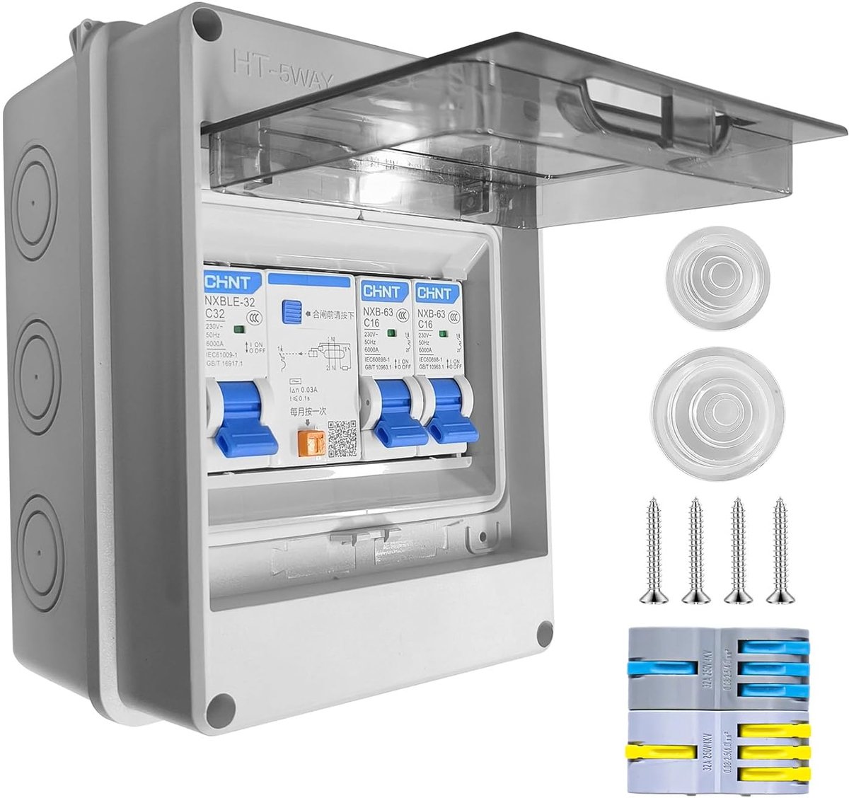 Zekeringkast Opbouw Klein - IP65 Waterdicht - Met Fi-Switch 32A - Ideaal voor Thuis en Kantoor - ShopVlot