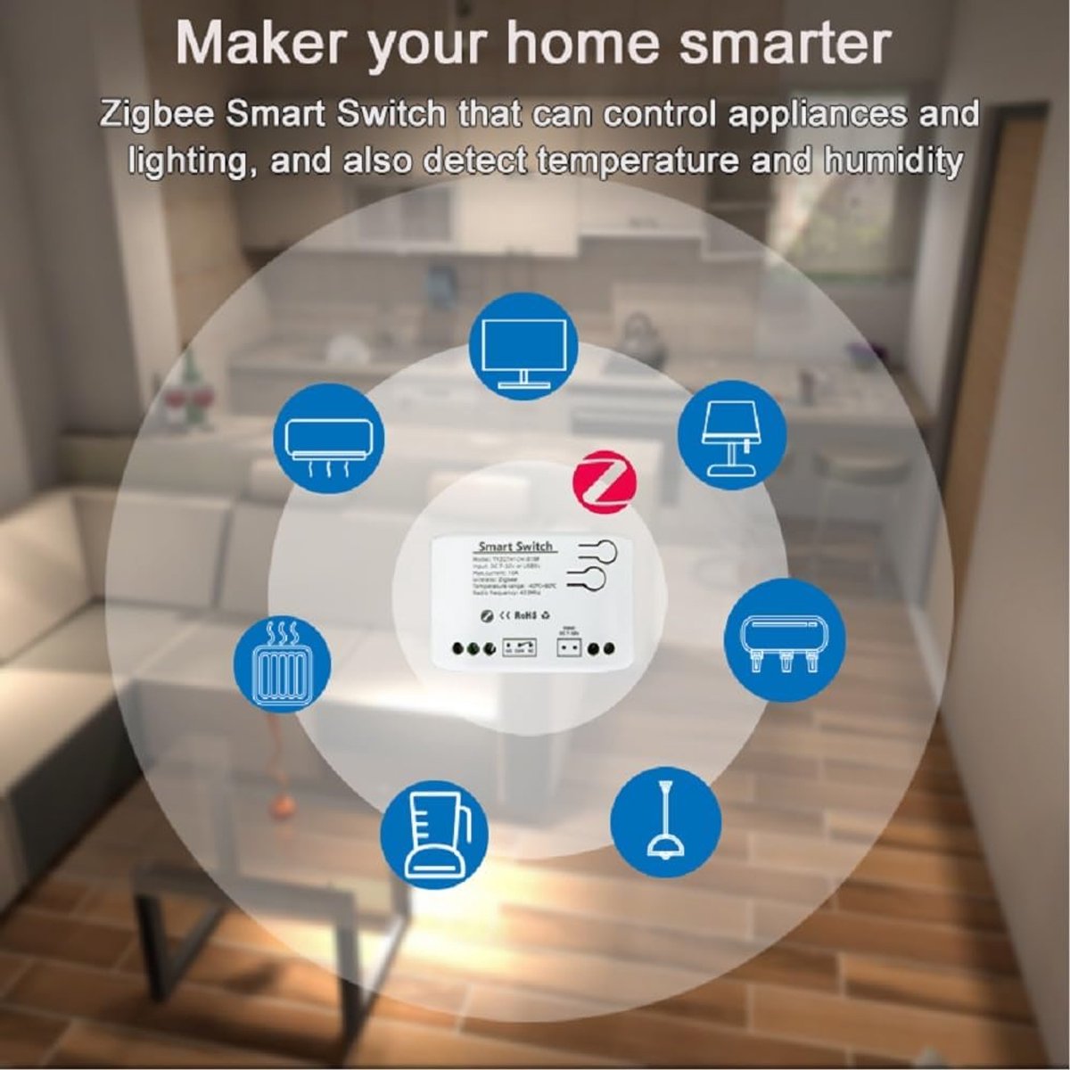 Zigbee temperatuurcontroller met sensor - 1 kanaal - 12 V, 10 A - voor verwarming en koeling - ShopVlot