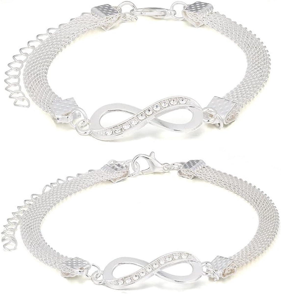 Armband en enkelband set 26.5 cm - zilver - oneindigheid hanger - perfect voor vakantie - ShopVlot