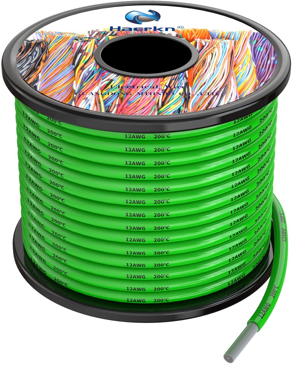 Silicone elektriciteitskabel 3.3 mm² - Groen - Tinned koper - Warmtebestendig, 10 meter - ShopVlot