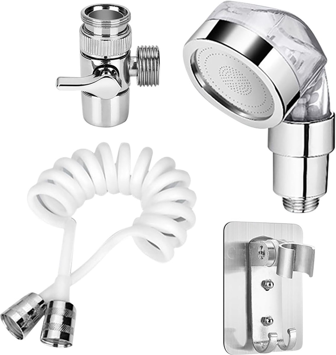 Douchesysteem met negatief ionenfilter - RVS - Inclusief handdouche en slang - Voor krachtige waterervaring - ShopVlot