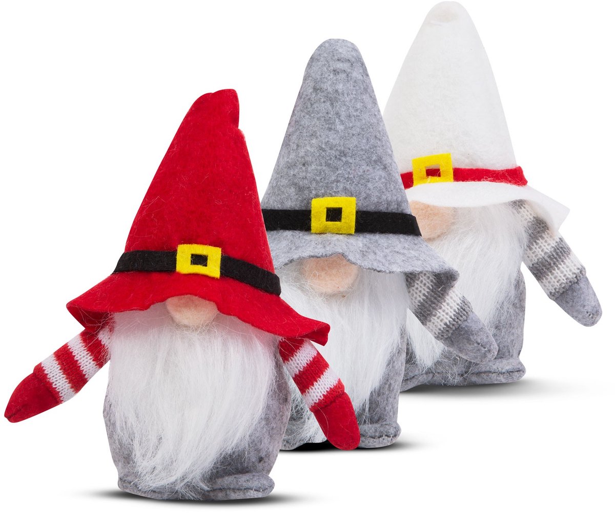 Kerst Scandinavische elf - 10 x 9 x 15 cm - 3 soorten 1 Stuks [58351]