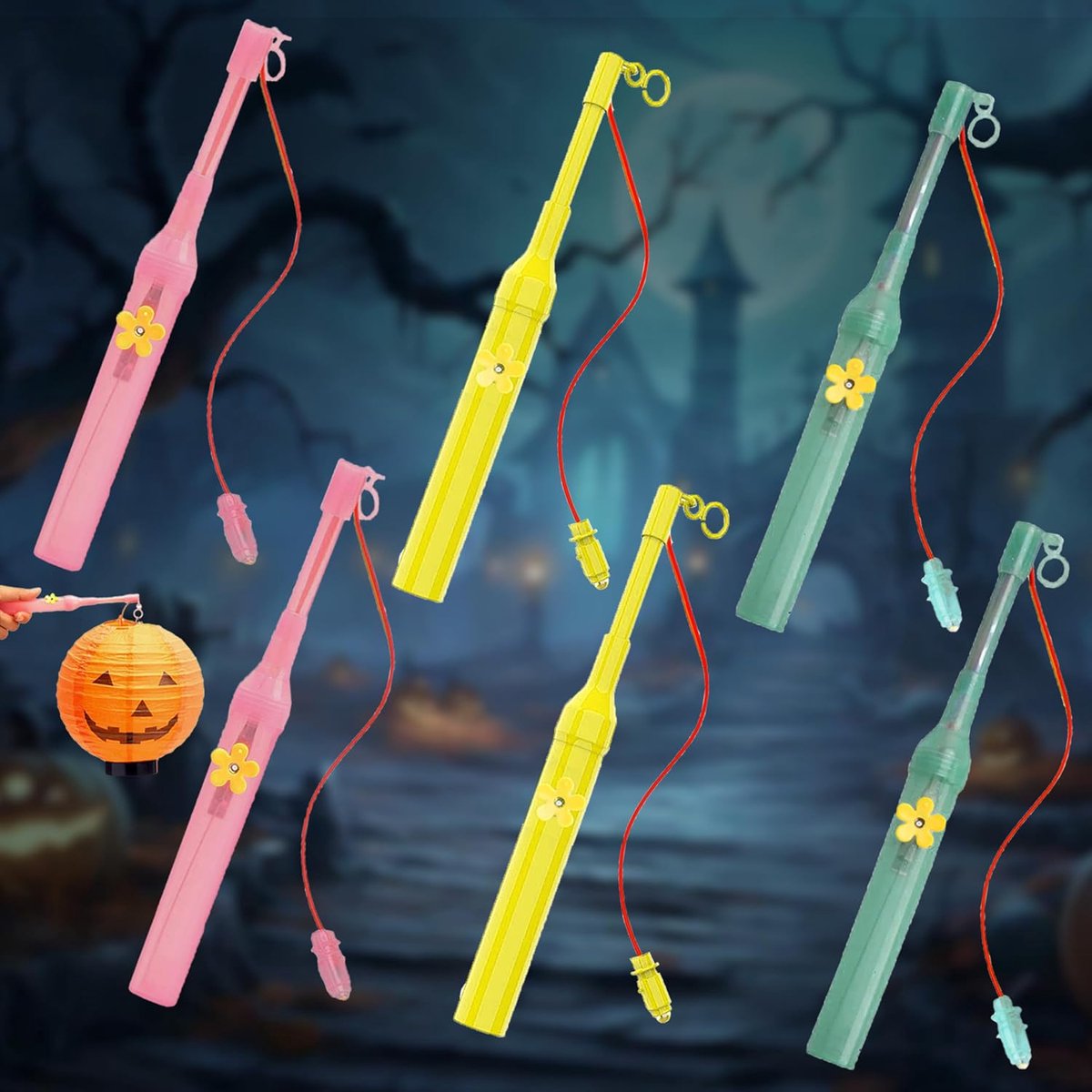 Lantaarnstok voor kinderen - 20 cm - Set van 6 - Veilig en kleurrijk - Voor feestjes en activiteiten - ShopVlot
