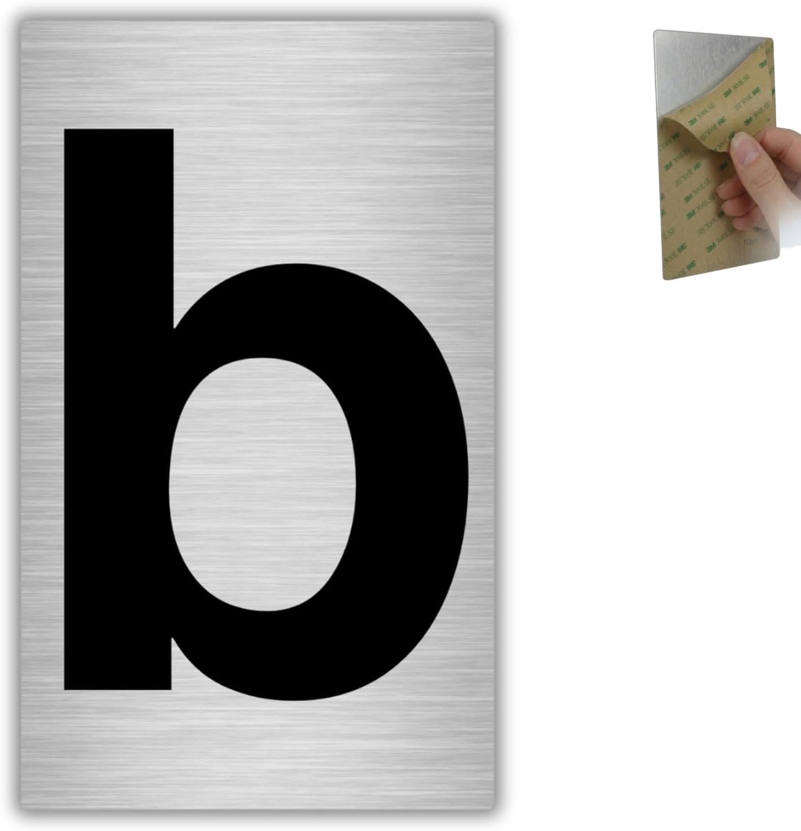 Huisnummer Nr. B - 6x10 cm - Aluminium - Grijs Deur en Brievenbus | Huisnummer Sticker Grijze Cijfers, Nummerbord Adresplaat, Plaatje Poortnummer, Nummering Hotel, Cijferbord Buitenmuur