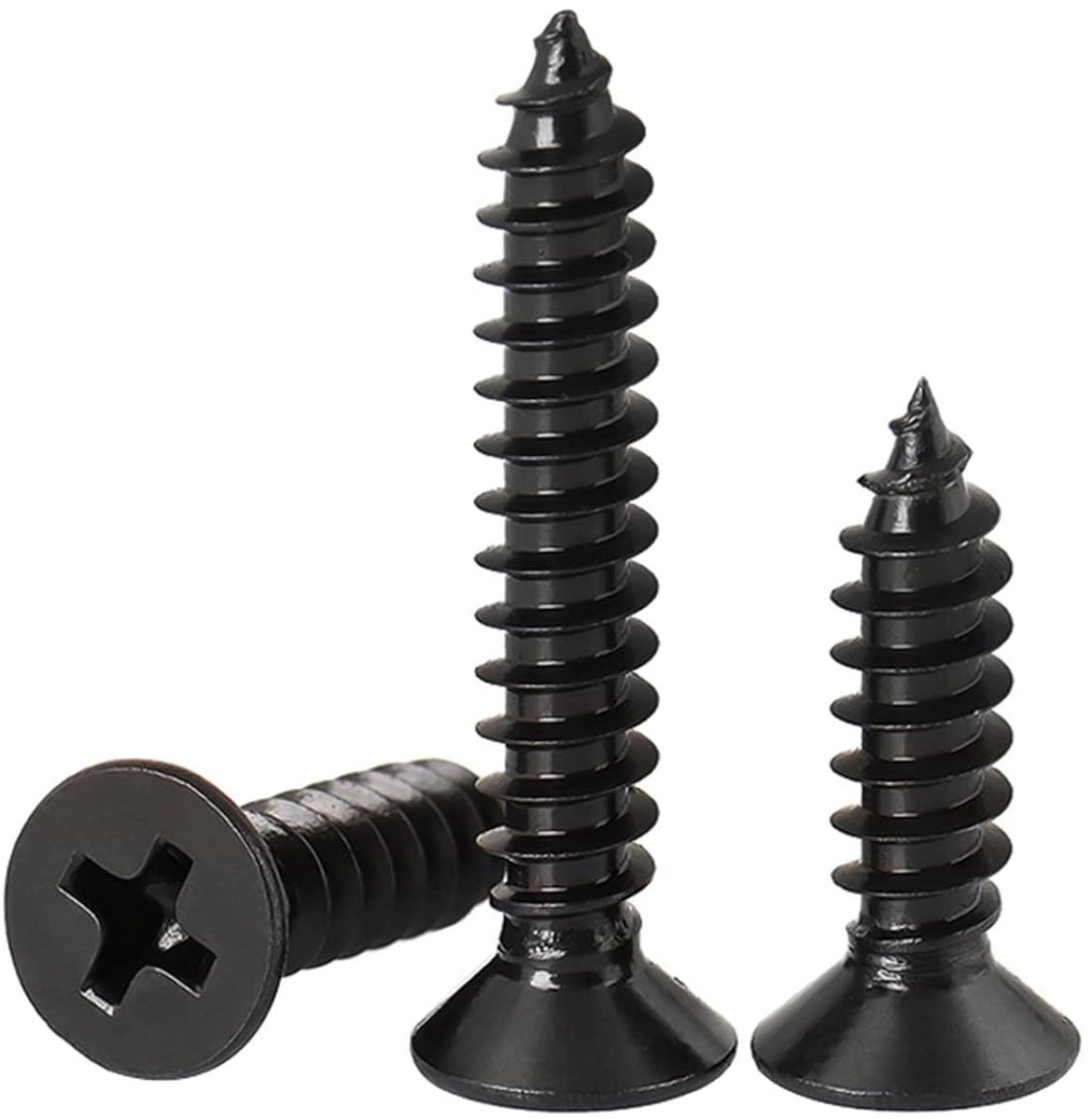 staal 304 Kruiskop Verzonken Zelftappende Houtschroeven | Zwart verzinkt Platte kop Zelfborend Schroeven Bevestigingen M4 x 40mm 20 Pcs