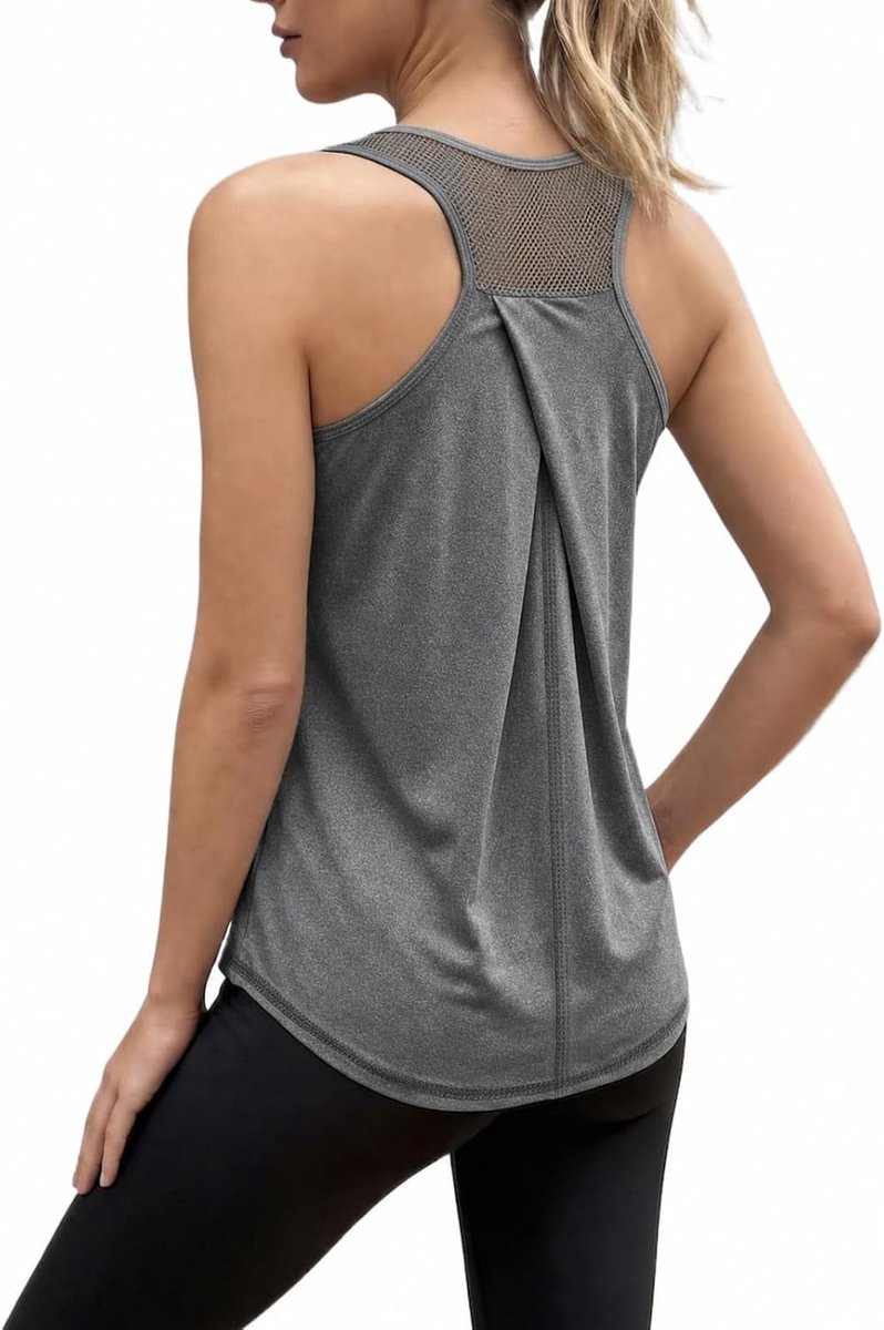 Dames workout tops racerback mouwloos tanktop mesh sportshirt yoga gym tops