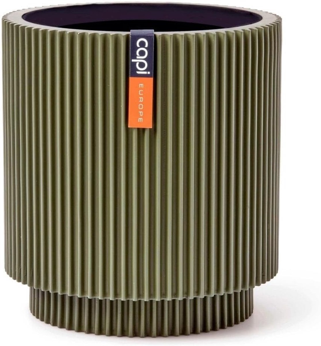 Vaas cilindervorm 8x9 - Groen - Elegante Groove afwerking - Perfect voor binnen en buiten - SnelShoppen