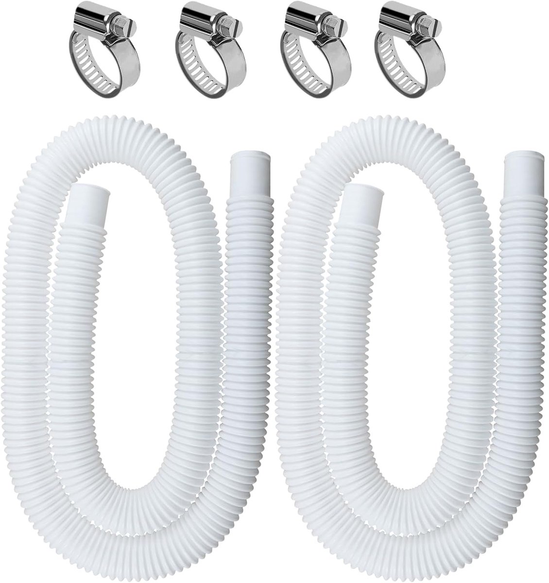 2-Stuks Zwembadslang 32 mm Diameter, voor Opzetzwembaden | Accessoire Vervangende Slang voor Zwembadpomp 150 x 3,2 cm Vervangende Slang voor Filter(Wit)
