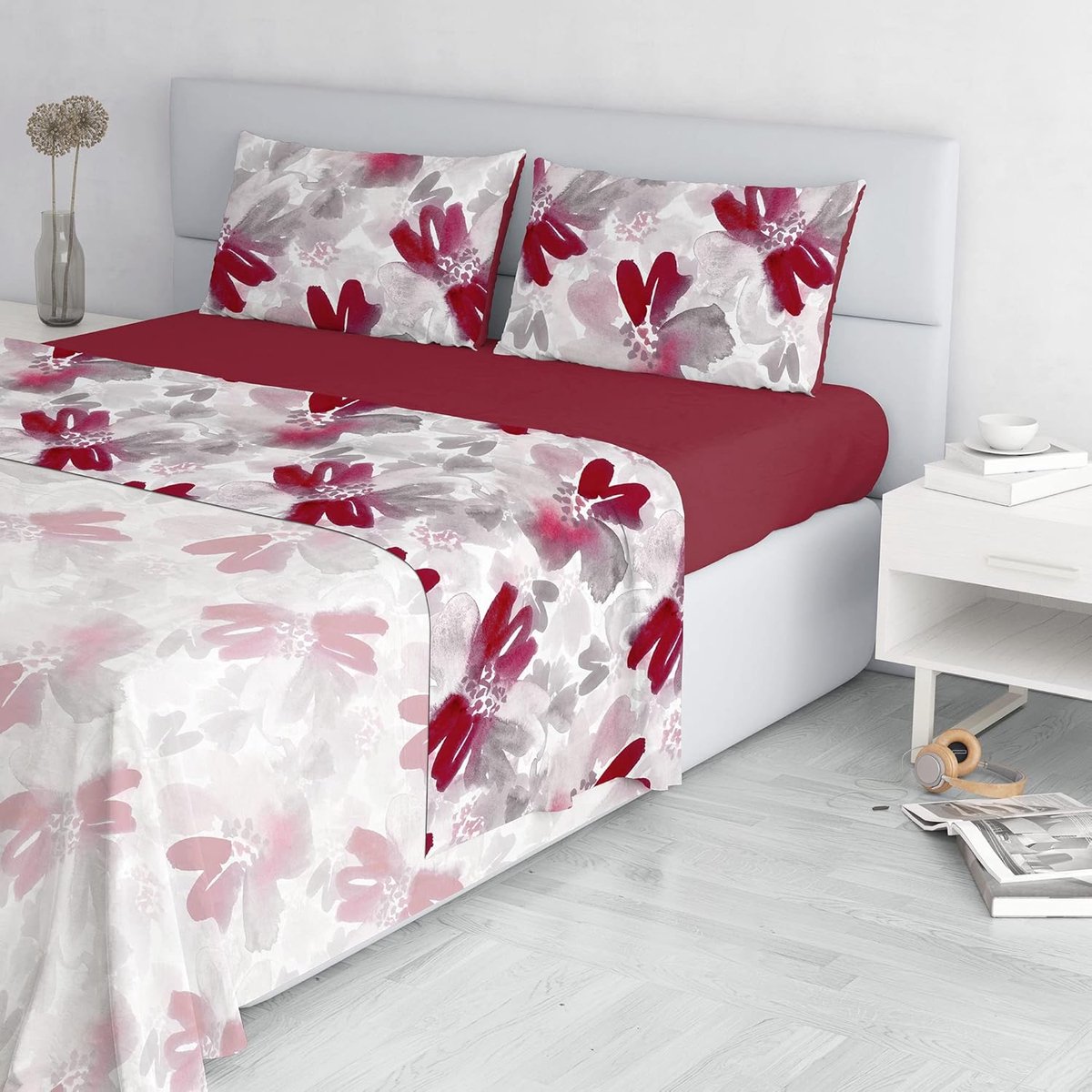 Fashion, gemaakt in Italië, van zachte microvezel, hoeslaken met hoeken, laken 240 x 270 cm en kussensloop met overslag, tweepersoonsbed, passie