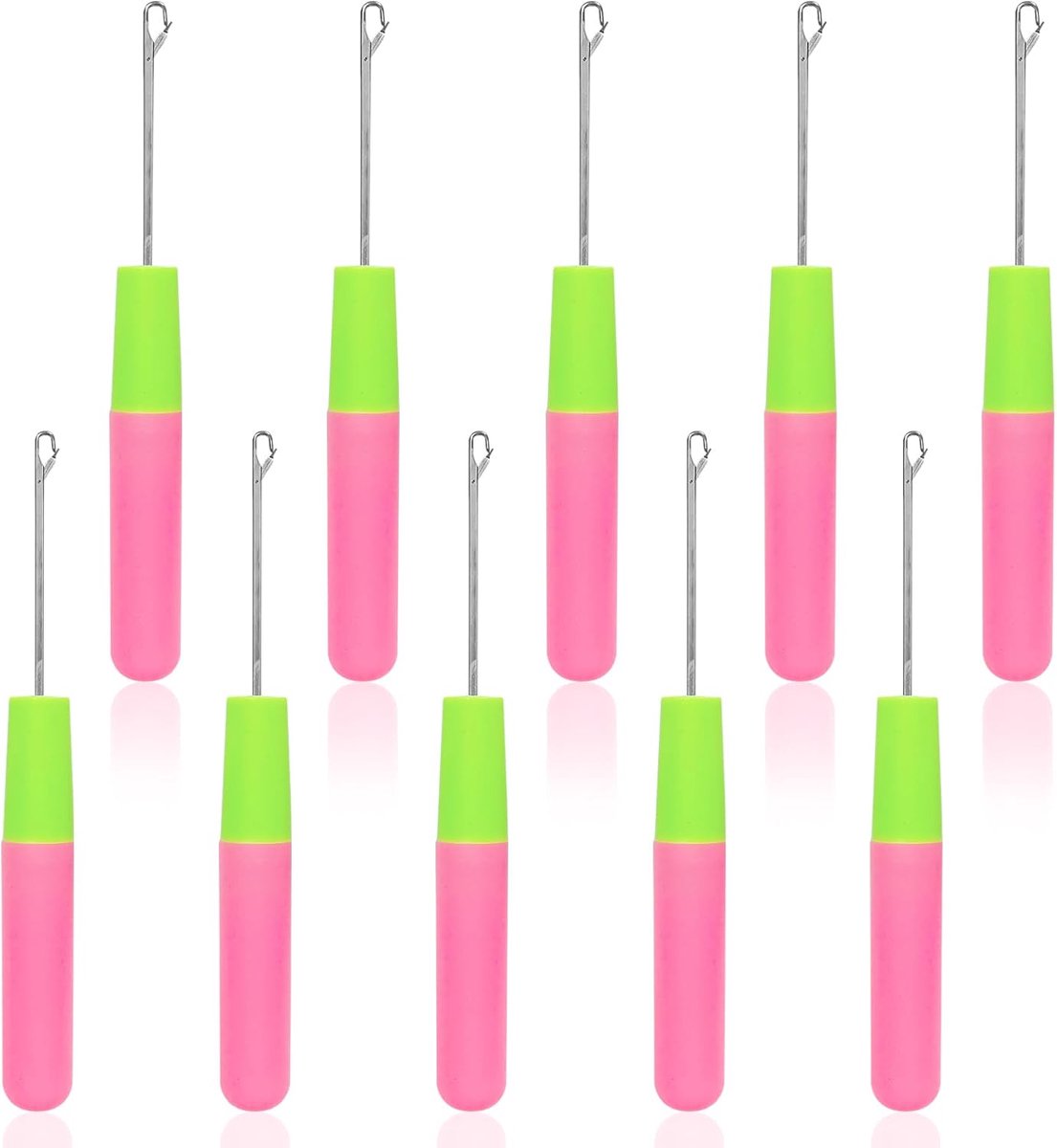 10 stuks 2 maten haarmarkeringsnaalden, highlighting haaknaald met zachte gel handvat, haarkleurnaald voor salon en thuisgebruik (10 stuks)