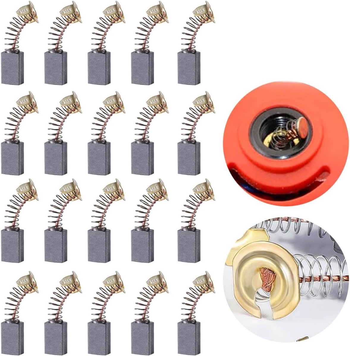 koolborstels, 20 stuks haakse slijper, koolborstels, elektromotoren, 15 mm x 8 mm x 5 mm, borstels voor koolmotoren voor elektrische boormachine, motor