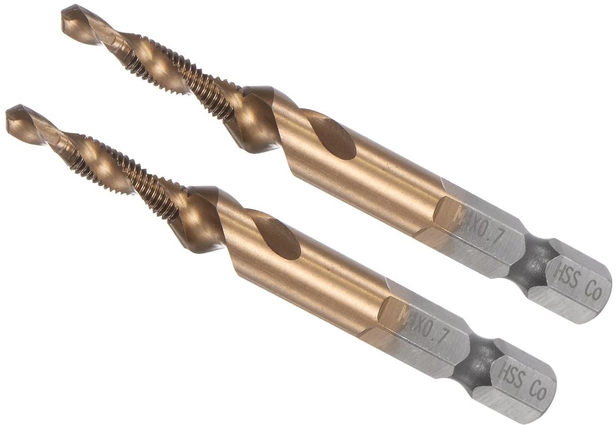 schroefdraadmaat M4 x 0,7 zeskant 1/4 inch hogesnelheidsstaal kobalt M35 ongecoat - (Toepassingen: aluminium roestvrij staal) 2 stuks