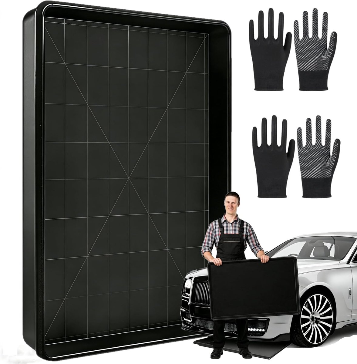 Grote auto-olie-opvangbak, 90 x 60 x 4 cm, olie-opvangbak | voor onder de auto, opvangbak, grote olie-opvangbak, kunststof bak, multifunctionele kuip (1, 90 x 60 x 4 cm)