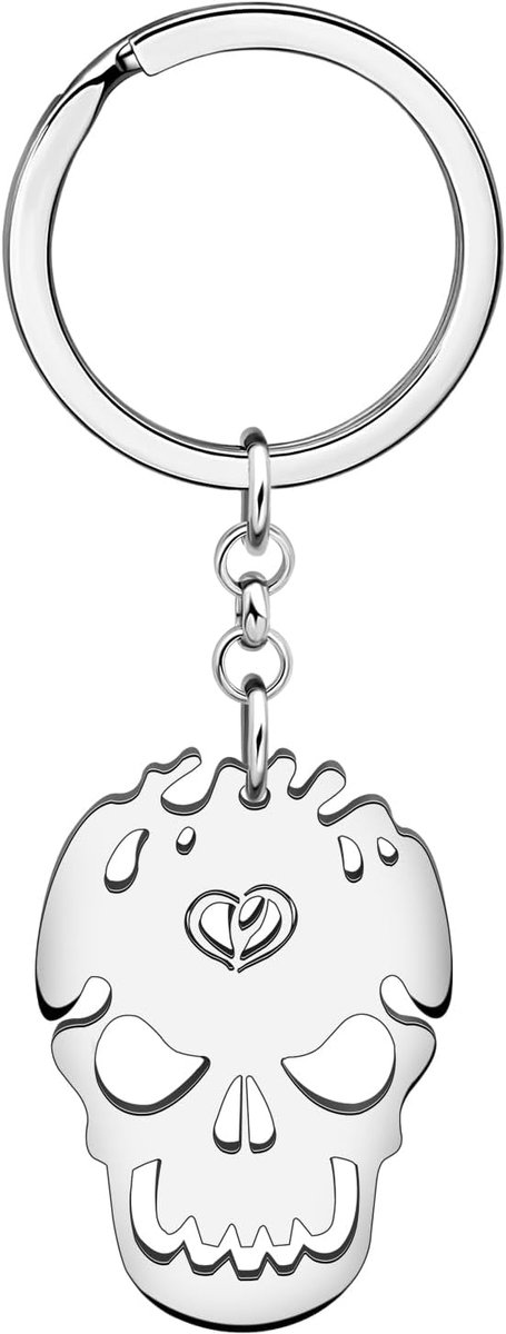 Rvs Schedel Sleutelhanger Punk Autosleutels Sleutelhanger Spooky Sieraden Voor Vrouwen Portemonnee Party Gunsten