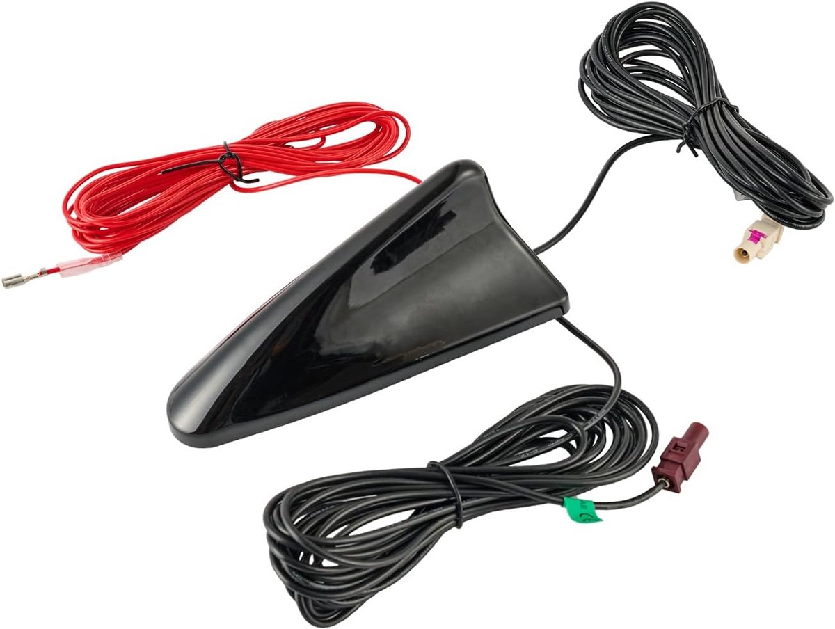 + Autoantenne Haaienvin FM/AM Radioantenne Signaalversterker Fakra F naar Fakra B Aansluiting Autodak DAB Digitale Stereo Radio 5M RG174 Kabel voor Voertuig Digitale Radio