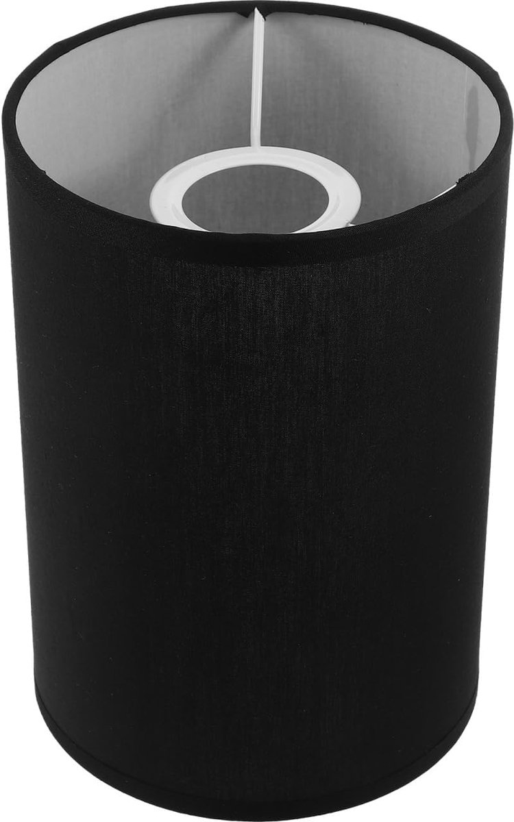 Stoffen lampenkap, vervangende drumkap, E27-vat, lampenkap, cilinder, decoratief licht voor tafellamp, bedlamp, kroonluchter, zwart