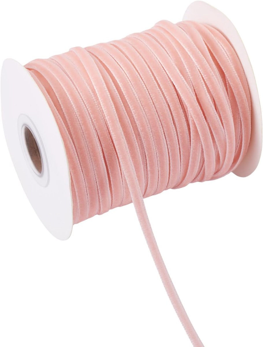 50 meter roze fluwelen lint 3-4 mm satijnen linten met één gezicht, fluwelen strik, knutsellint voor geschenkverpakking, strik, naaien, bruidsboeketten, decoratie
