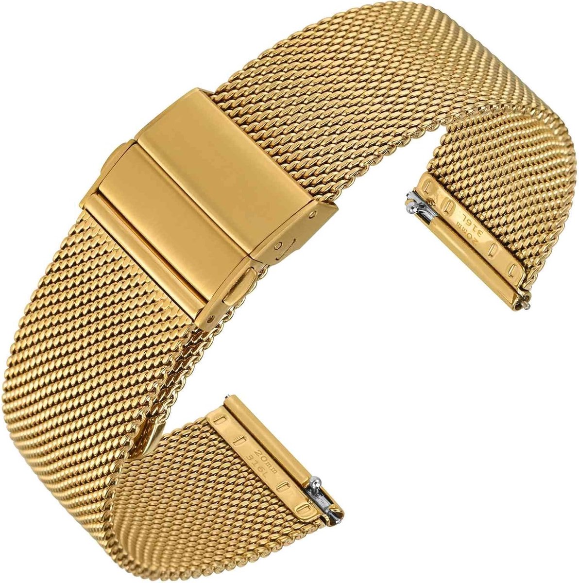 Mesh metalen horlogeband, 316L roestvrijstalen horlogeband, snelsluiting vervangende armband 18 mm 20 mm 22 mm