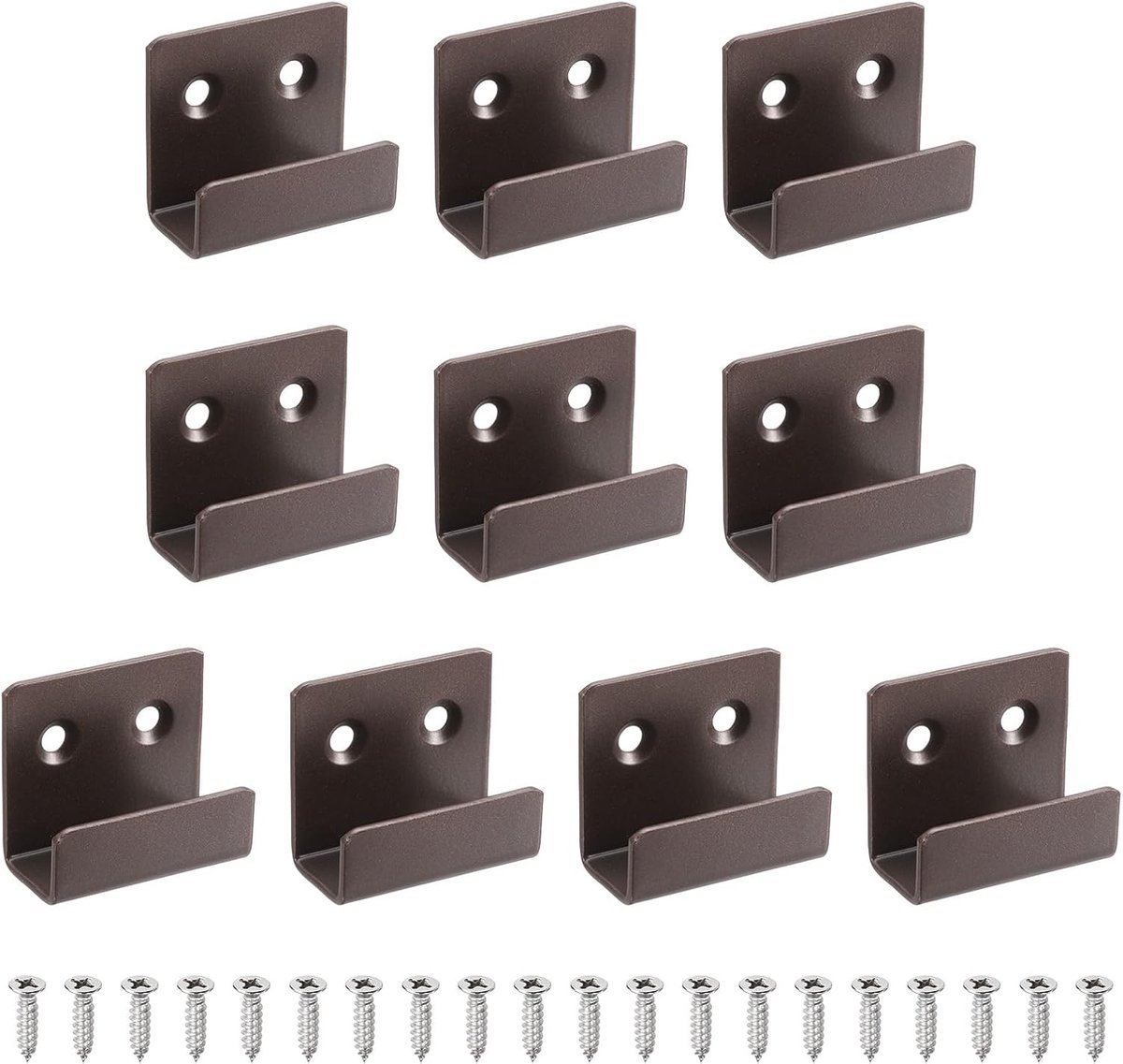 10 stuks roestvrijstalen tegelhouders, zware wandhouder, tentoonstellingswandhaken, bevestiging met schroeven, voor spiegel, fotolijst, zwart, brons, 15 mm binnenbreedte