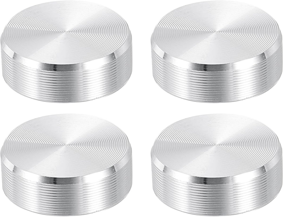 20 mm ronde vorm aluminium schijf, 4 stuks M8 draad 7 mm dikte hardware aluminium cirkel glazen tafelblad schijf voor glazen tafel, zilver