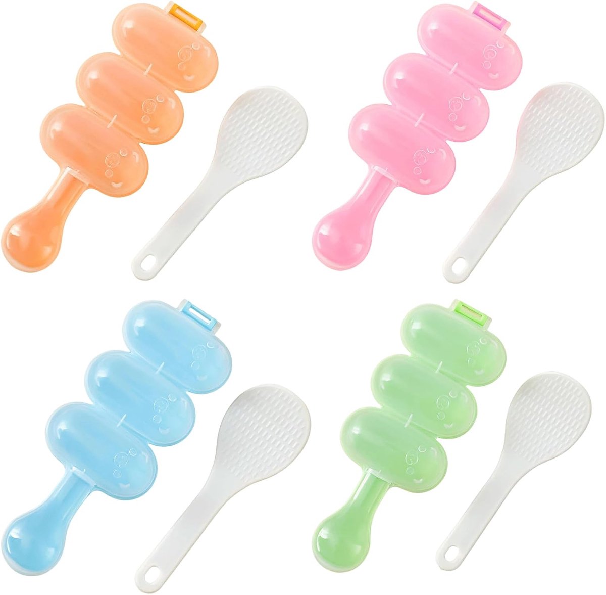 4 stuks rijstbalmaker, PP sushi-vorm, anti-aanbak, rijstballenvorm met ergonomische handgreep, voor bentokeuken, lunchbox, voorbereiding, thuis, picknick en restaurant