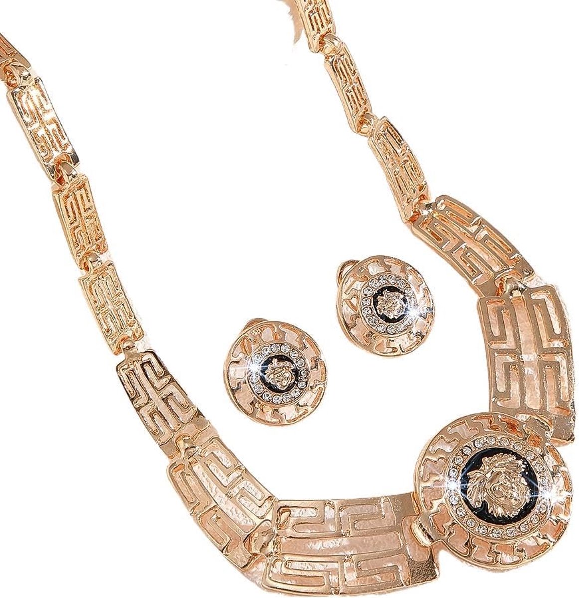 Gouden indianensieradenset, chunky choker, halsketting en oorbellen, set mode sieraden sets voor vrouwen