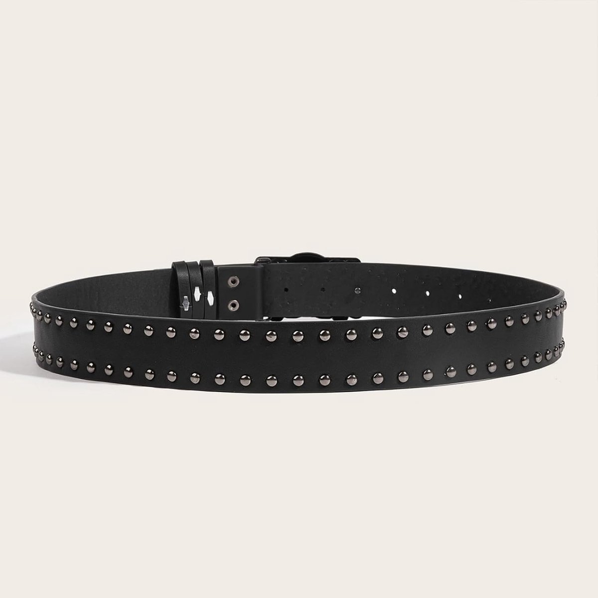 Tailleriem met doodskopgesp, punk, skinny-ketting voor cowgirl, groene gesp, moderne tailleband, tailleketting, klinknagelriem, zwart, 105 x 3,8 cm, zwart, 105x3.8cm