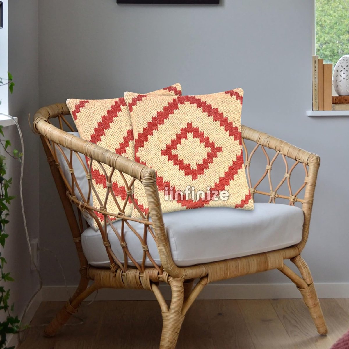 Kussenhoes 45 x 45 cm - Wol-Jute - Handgemaakt kelim design - Perfect voor binnen en buiten - SnelShoppen