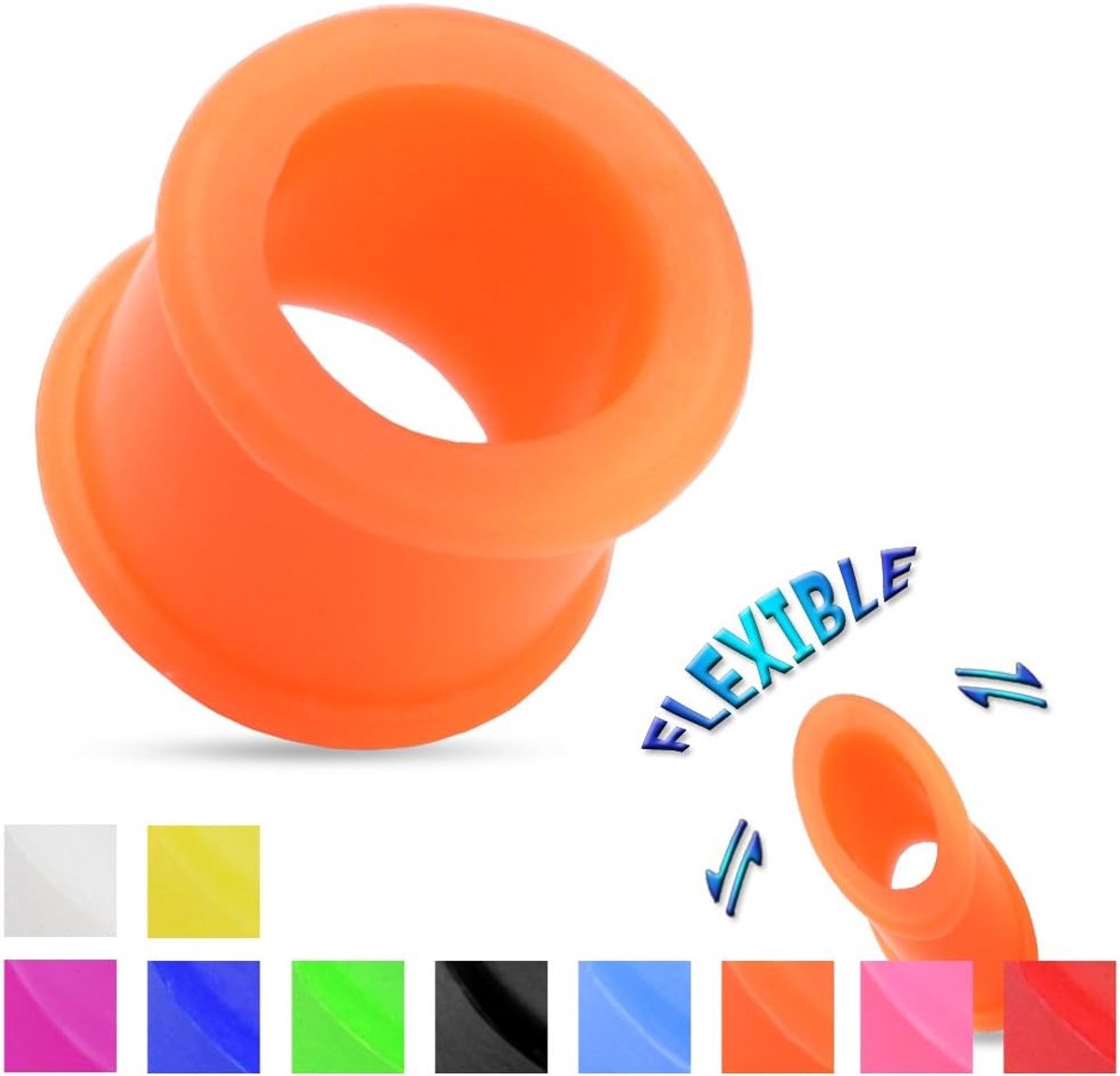 tunnel Ultra Soft siliconen flexibele oorpiercing oorsieraad plug double flated zadelsluiting 3-26 mm