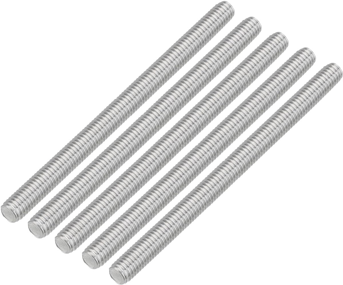 5 stuks draadstangen, M8 x 110 mm roestvrij staal, 304 klinknagels, stang met rechtse schroefdraad, M8-1,25 schroefdraadstang voor montage van meubels en machines