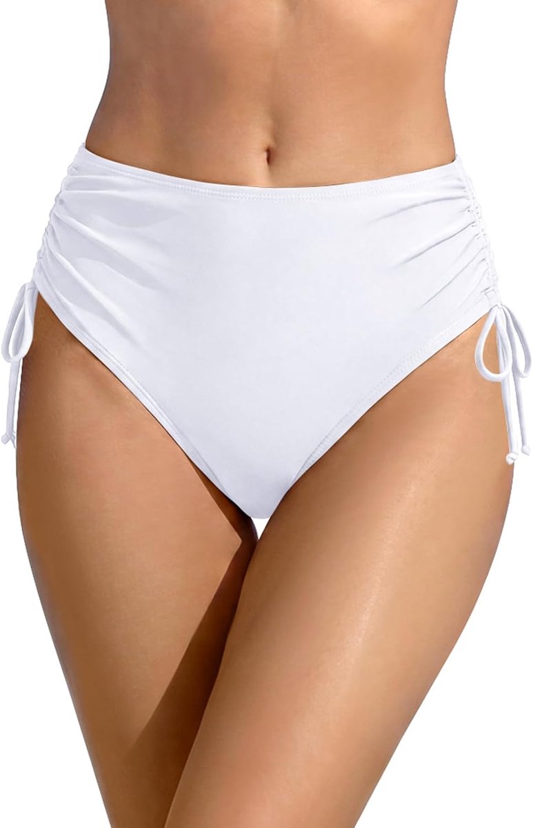 Dames Mid-Rise Bikinibroekje Sexy Zwemslips Retro Ruched Style Swimwear Bottoms