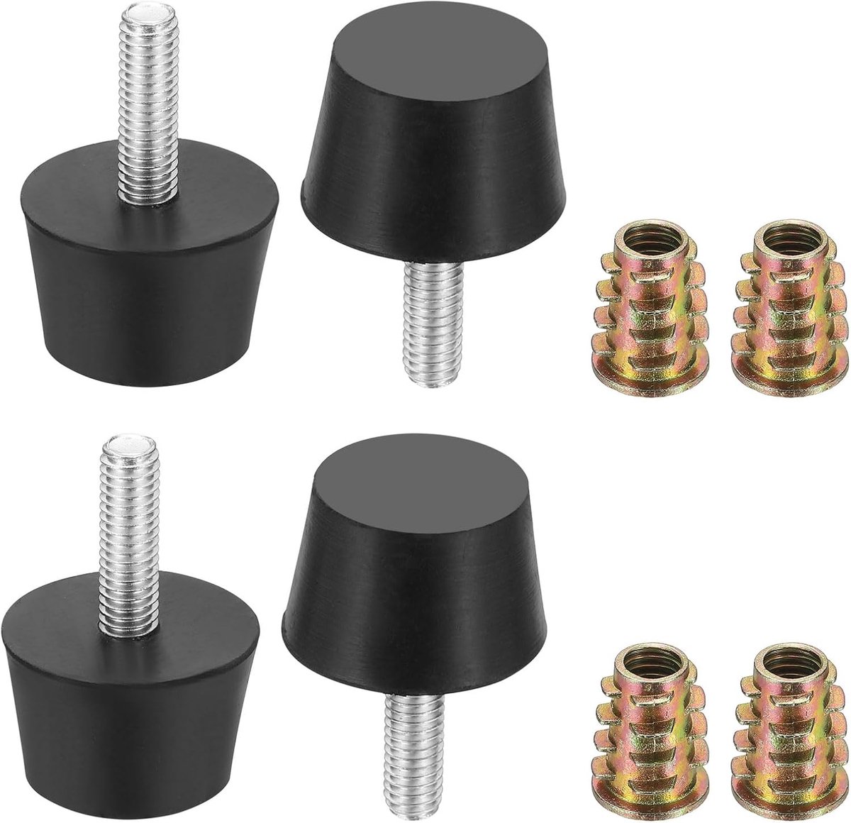 4 verstelbare meubelnivelleringspoten met schroefdraad M6 x 20 mm, nivelleringspoten voor meubels, 25 x 36 mm, schuifschroeven met schroefdraad voor tafelpoten, stoel, kast