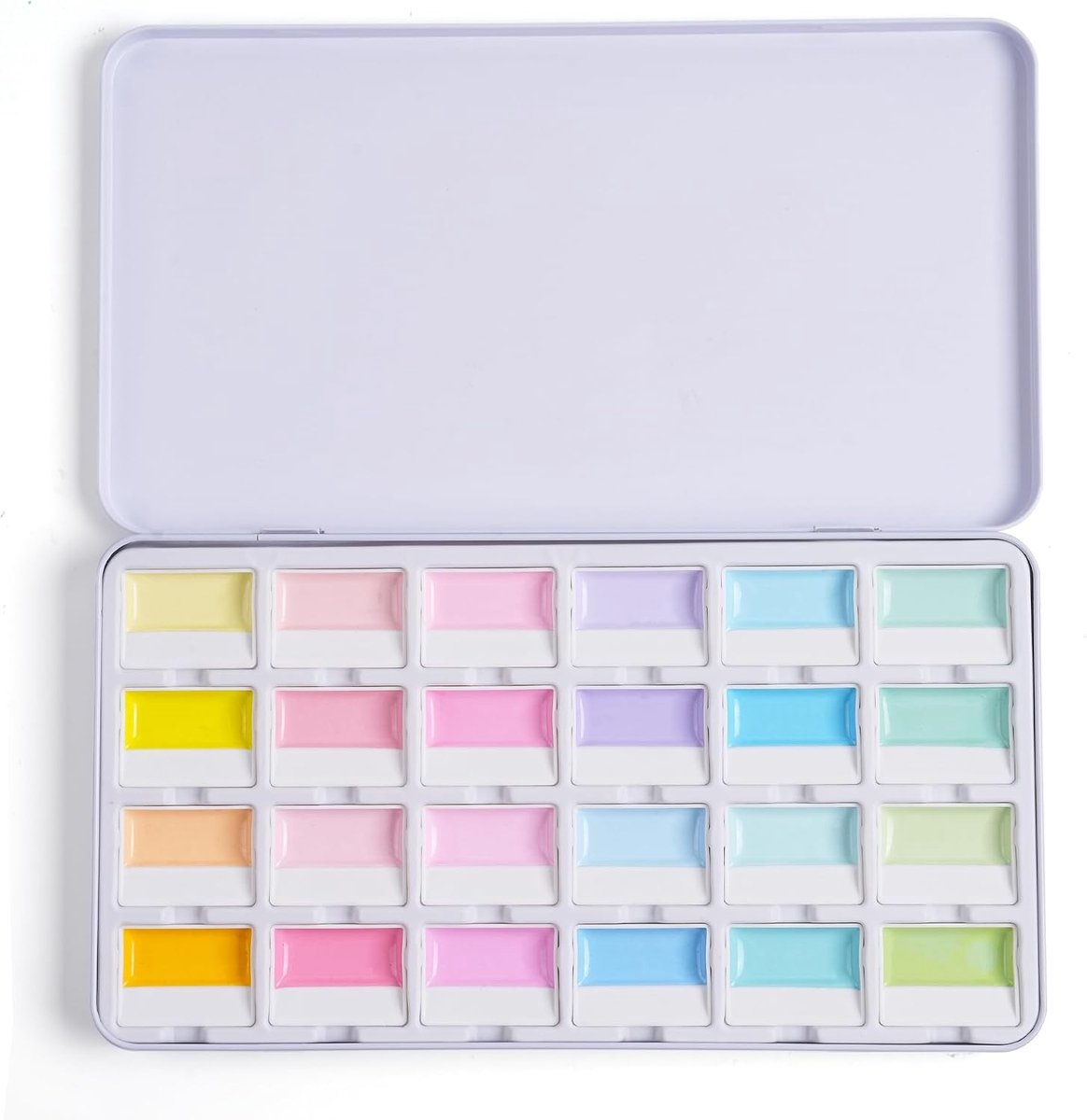 Verfset met 24 pastelkleuren in macaron-stijl, premium dekkende waterverf voor illustratie, journaling en creatieve projecten, aquareldoos met mengpalet voor kunstenaars en hobbyschilders