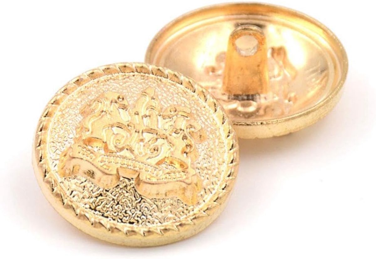 Knopen - modieuze naaiknop, ronde metalen knopset voor blazer, jas, uniform, shirt, pak en jas (goud, 11,5 mm)