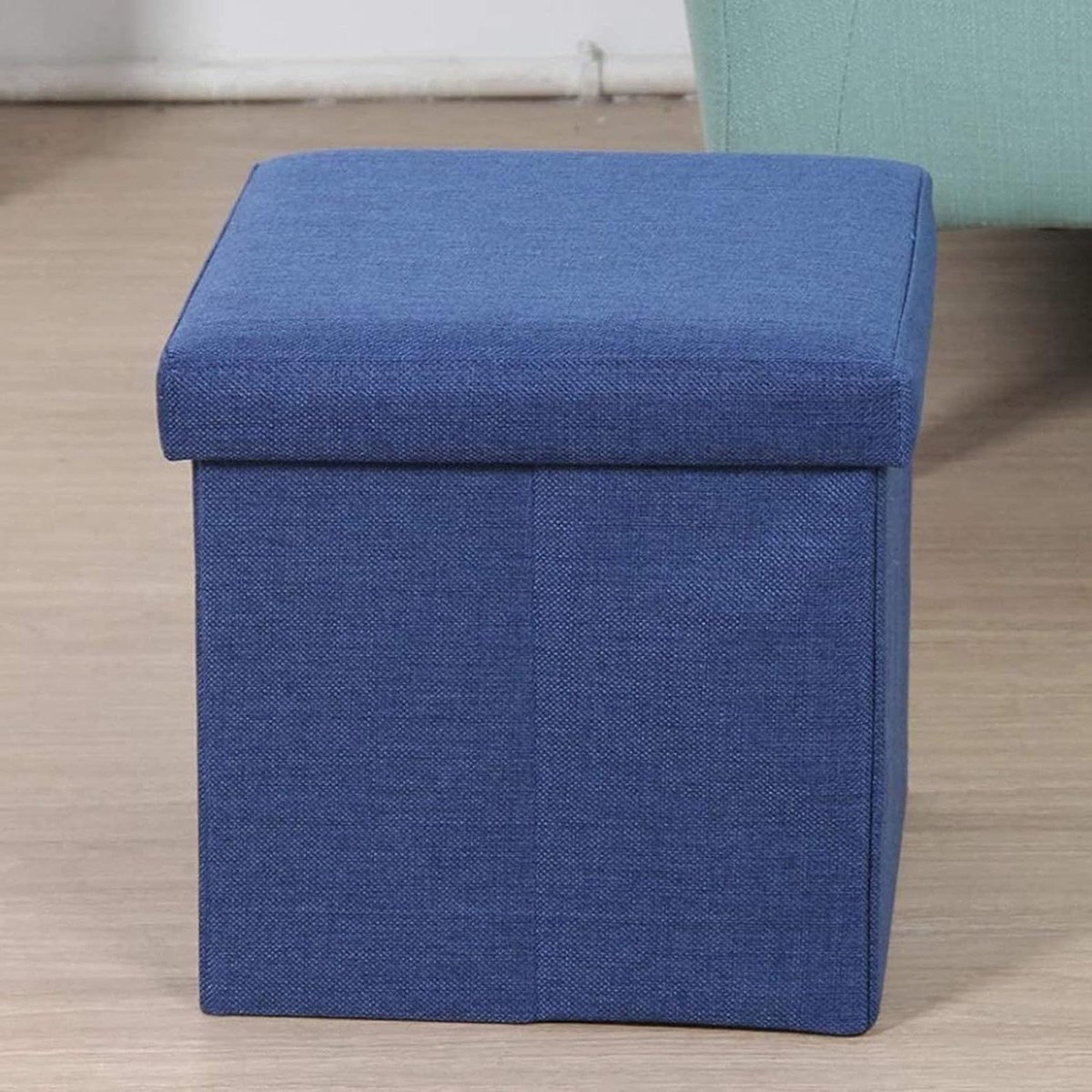 Vouwbank Opbergkruk - Voetenbankje Krukje - Extra Zitplaats - Met Opbergruimte - 30x30x30cm - Grijs