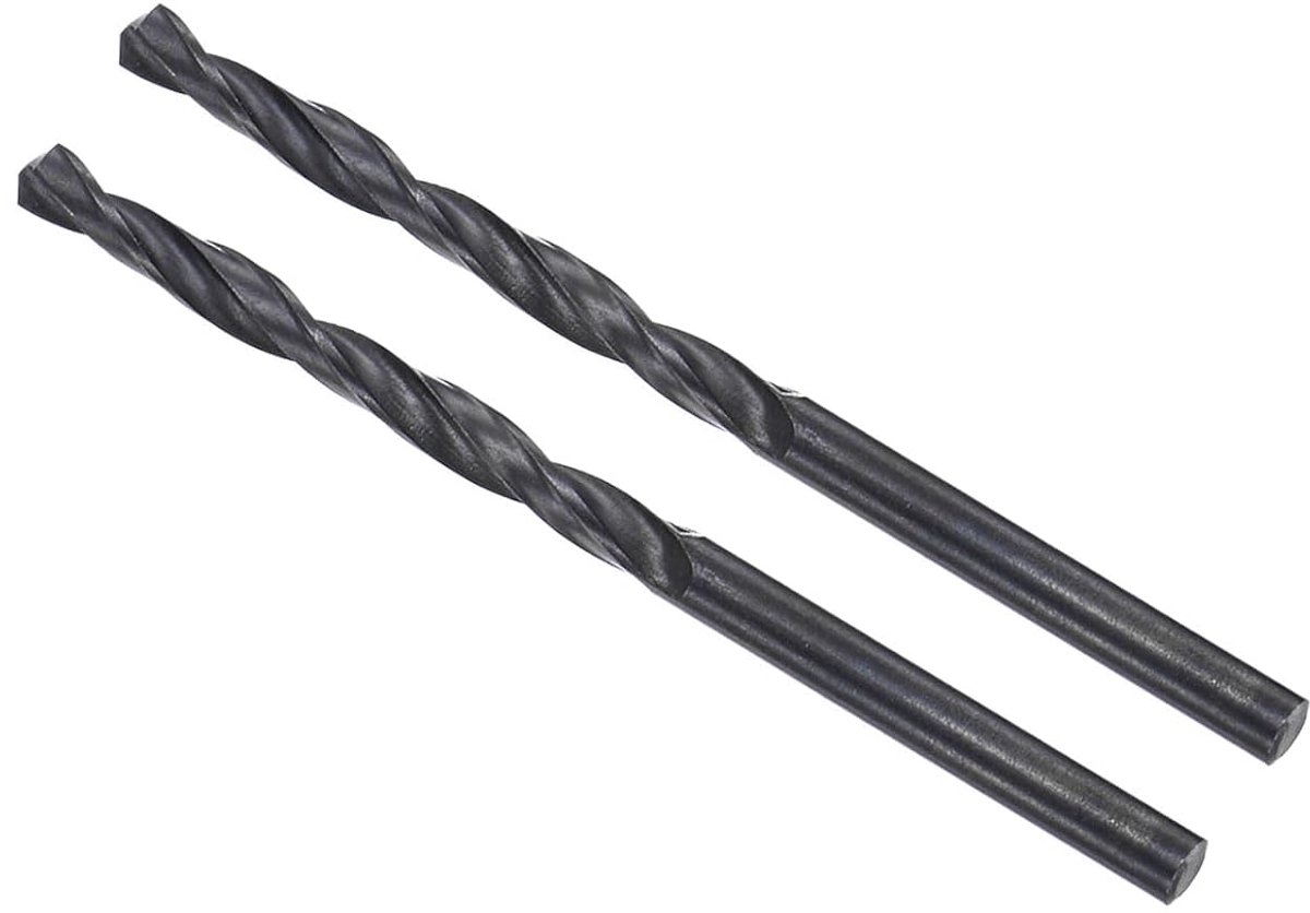 Spiraalboor van hogesnelheidsstaal 6542, diameter 4,1 mm, lengte 73 mm, rechte boorpunt, twist jobber, zwart oxide, voor metaal, kunststof, aluminium, 2 stuks