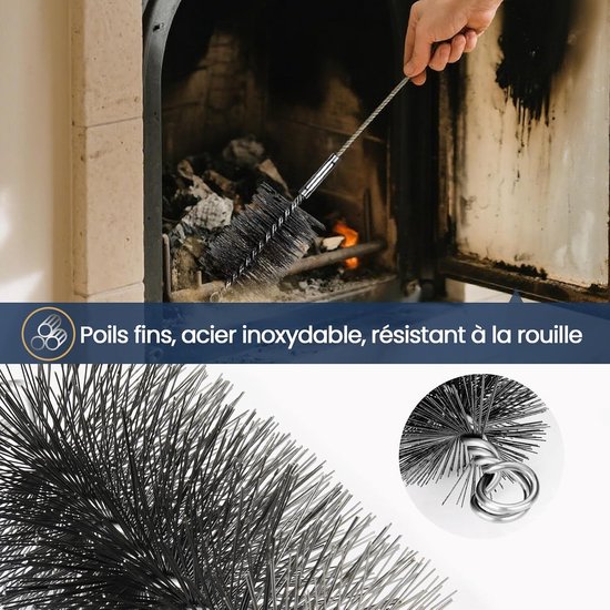 Schoorsteenveger borstelset, 4 stuks haardborstelset, kachelpijpborstel buisreiniging en roestverwijdering 30 mm 50 mm 80 mm 150 mm ovenborstel met 1 m staaldraad schoorsteenpijp reinigingsborstel — afbeelding 5