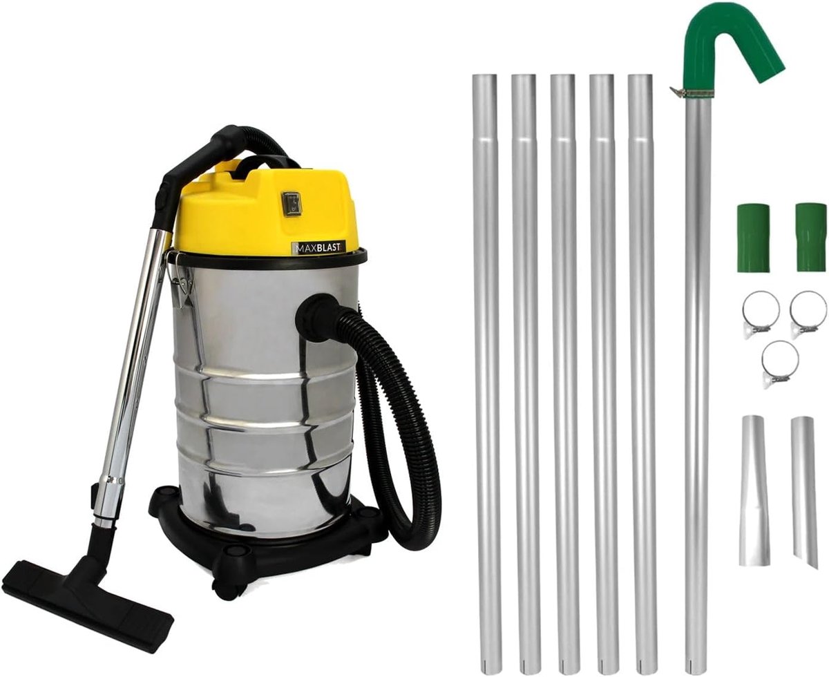 Gootreinigingssysteem 30L - nat en droog stofzuiger - 7.2 m pijpenreiniger - krachtige 1400W motor - SnelShoppen