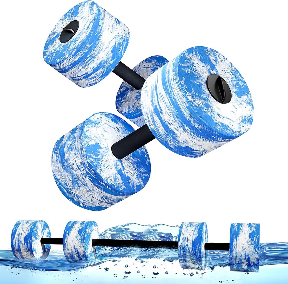 Gewichten Zwembad Oefening Halters, Drie-in-één Aquatische Oefening Halters, Hoge-Dichtheid EVA-Schuim Zwembad Fitness voor Water Aerobics Gewichtsverlies, Aquatische Dumbells Set van 2
