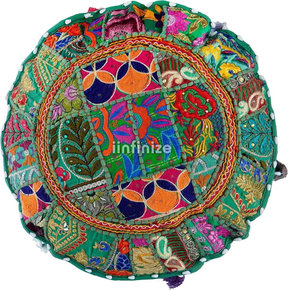 Patchwork kussenhoes 82 cm - handgemaakt - etnisch borduurwerk - sfeervolle decoratie - SnelShoppen
