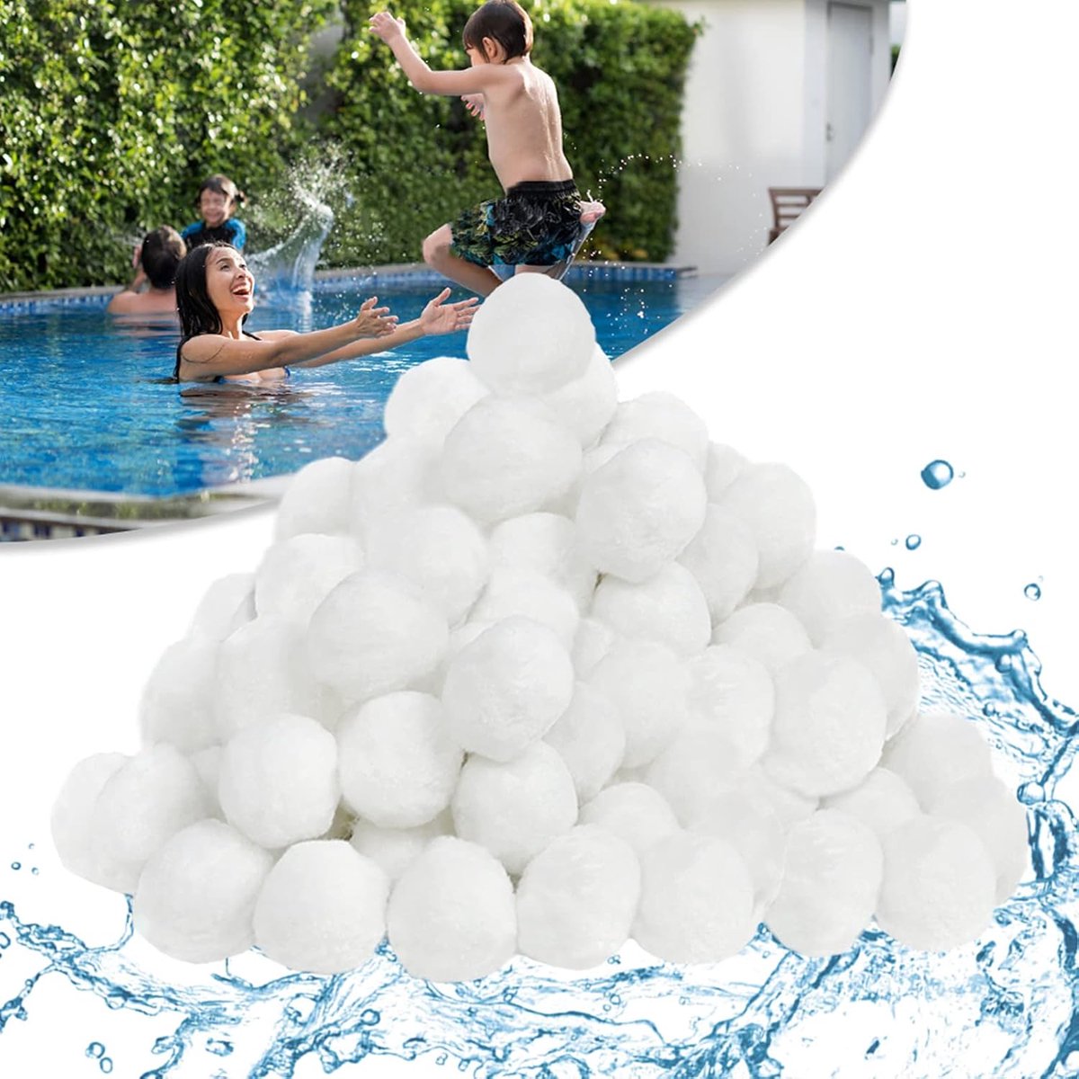 Filterballen 1400 g filterballen voor zwembadpomp filterballen voor zandfilter kunnen 50 kg filterzand vervangen filterballen voor zandfilterinstallaties voor filtratie zwembad aquarium (wit)