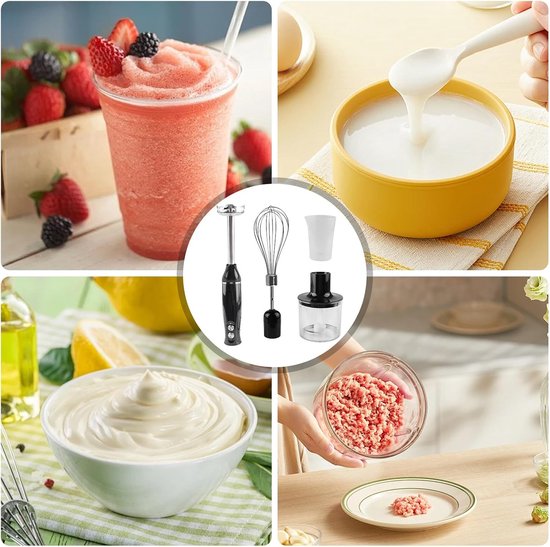 Staafmixer, staafmixer, set 500 W, pureerstaaf met turbofunctie en snelheidsregeling, elektrische multifunctionele handblender voor babyvoeding, puree, saus, smoothies — afbeelding 5
