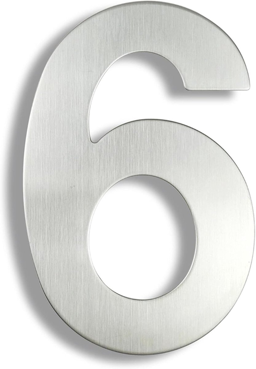 Modern huisnummer geborsteld roestvrij staal Stijlvolle deur Alfabet Plaque Street Home Decor (6, 6 inch zilver)